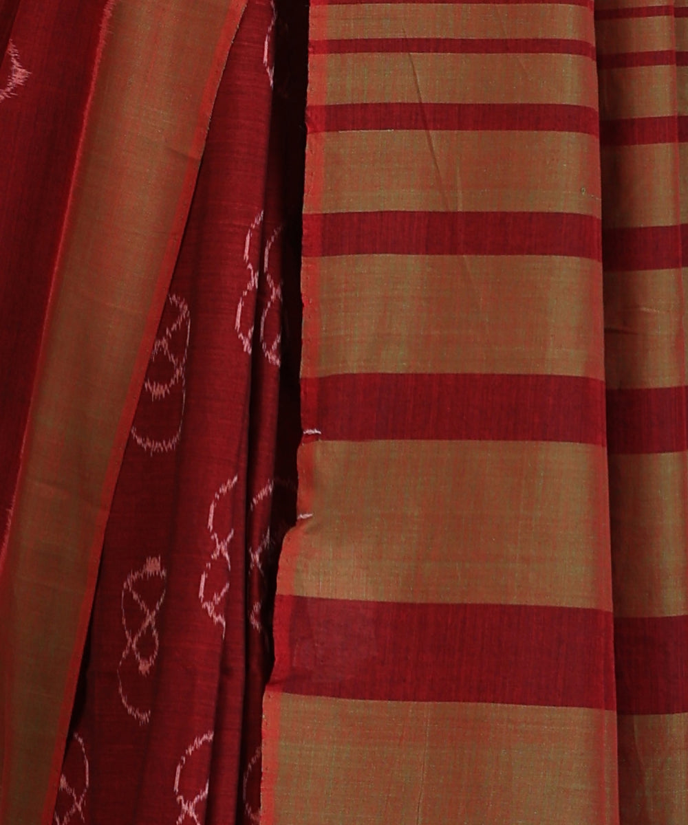 Brick Red Handloom Lantern Motif Cotton Ikat Saree