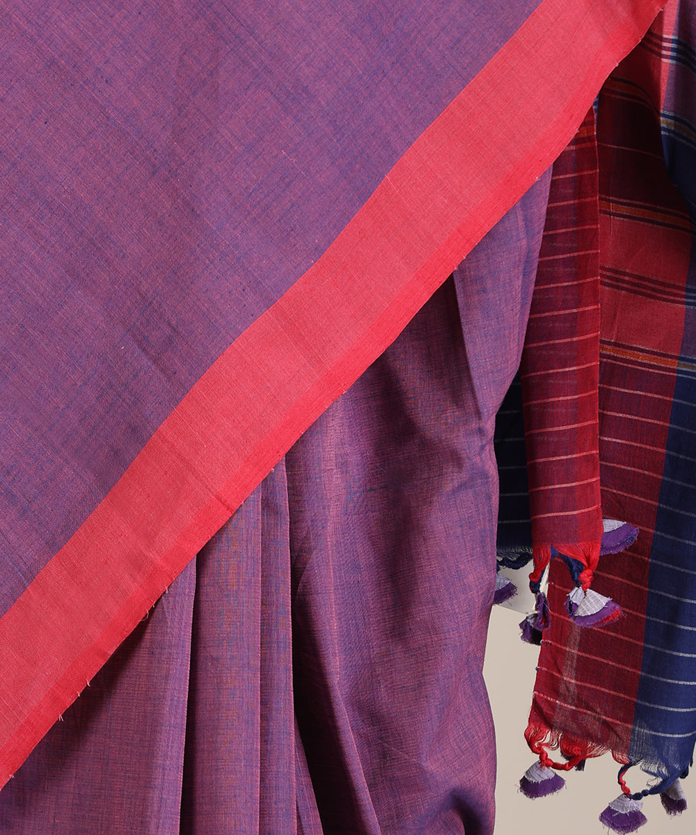 Purple Handloom Cotton Ikat Saree