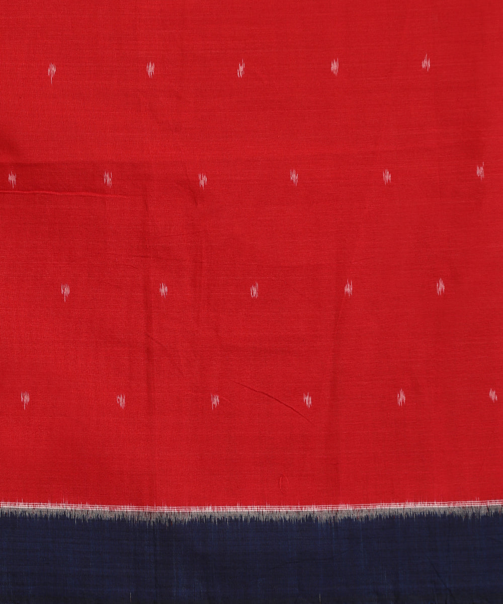 Red-Blue Handloom Patra-Bindoo Motif Cotton Ikat Saree