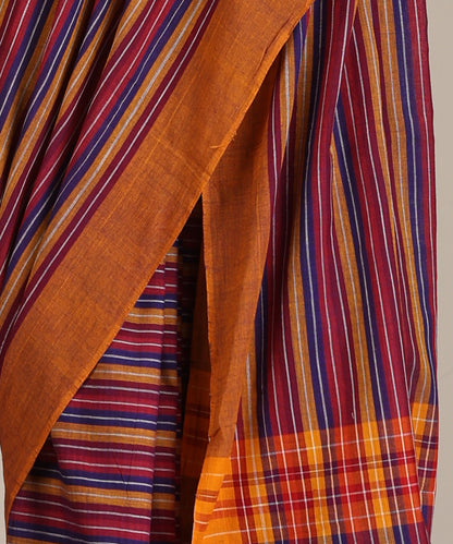 Multicoloured Handloom Striped Tussar Ikat Saree