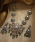 Abha_Handcrafted_Necklace_Set_With_Green_Semi_Precious_Stones_WeaverStory_01