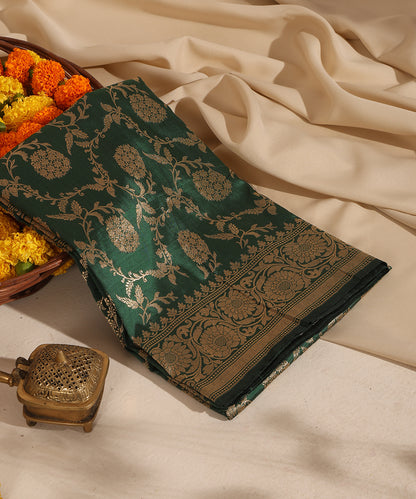Emerald Green Handloom Pure Katan Silk Banarasi Dupatta With Kadhwa Jaal