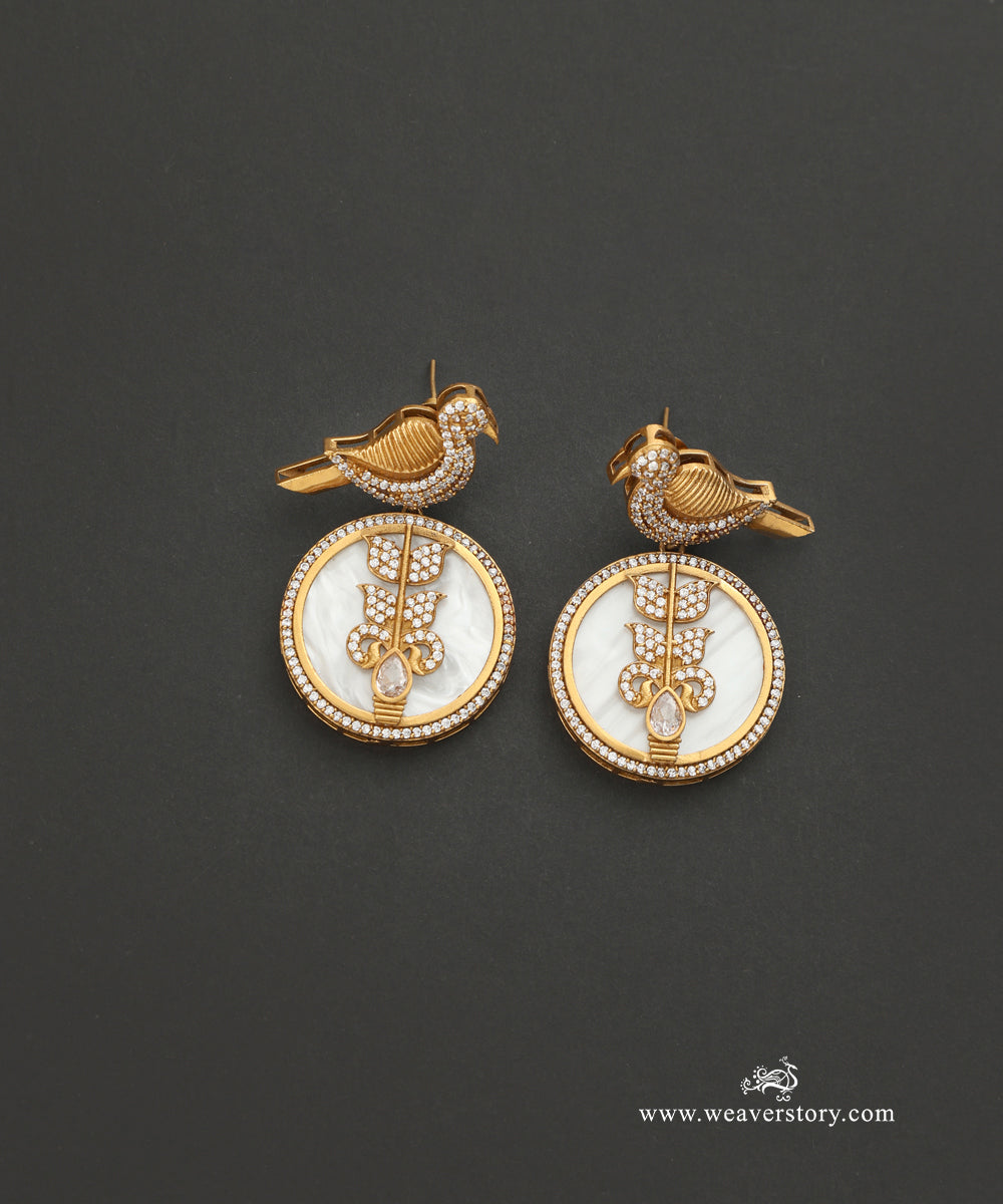 Ganga_Handcrafted_Earrings_With_Semi_Precious_Stone_With_Bird_Motif_WeaverStory_02