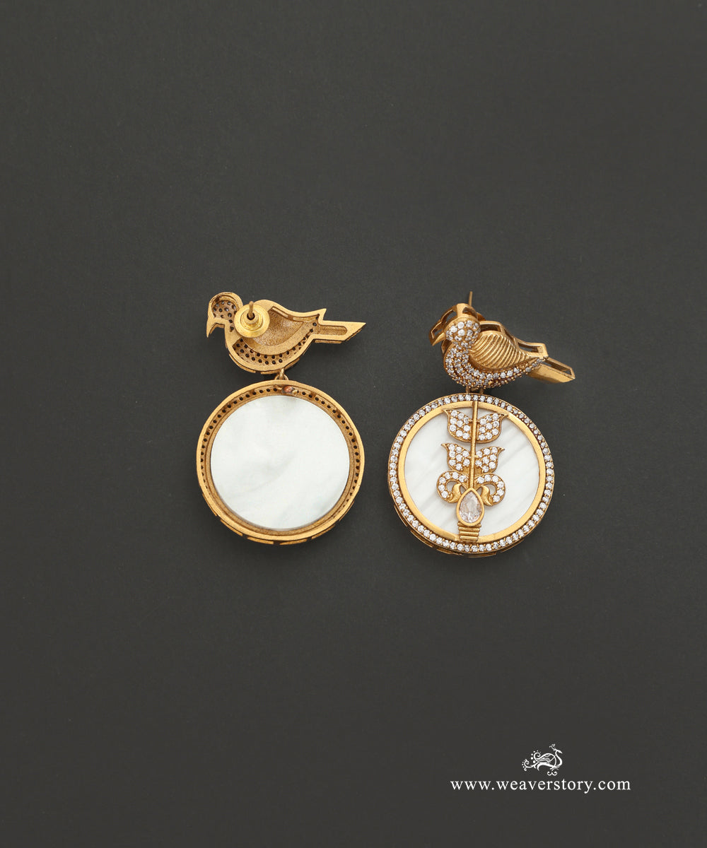 Ganga_Handcrafted_Earrings_With_Semi_Precious_Stone_With_Bird_Motif_WeaverStory_03