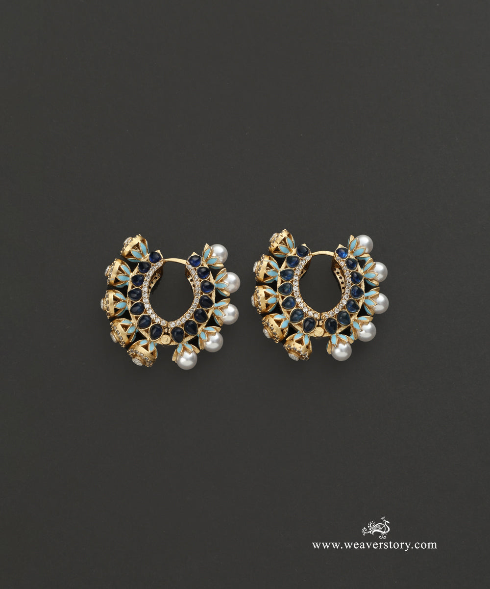 Divya_Handcrafted_Earrings_With_Semi_Precious_Stones_And_Pearls_WeaverStory_02