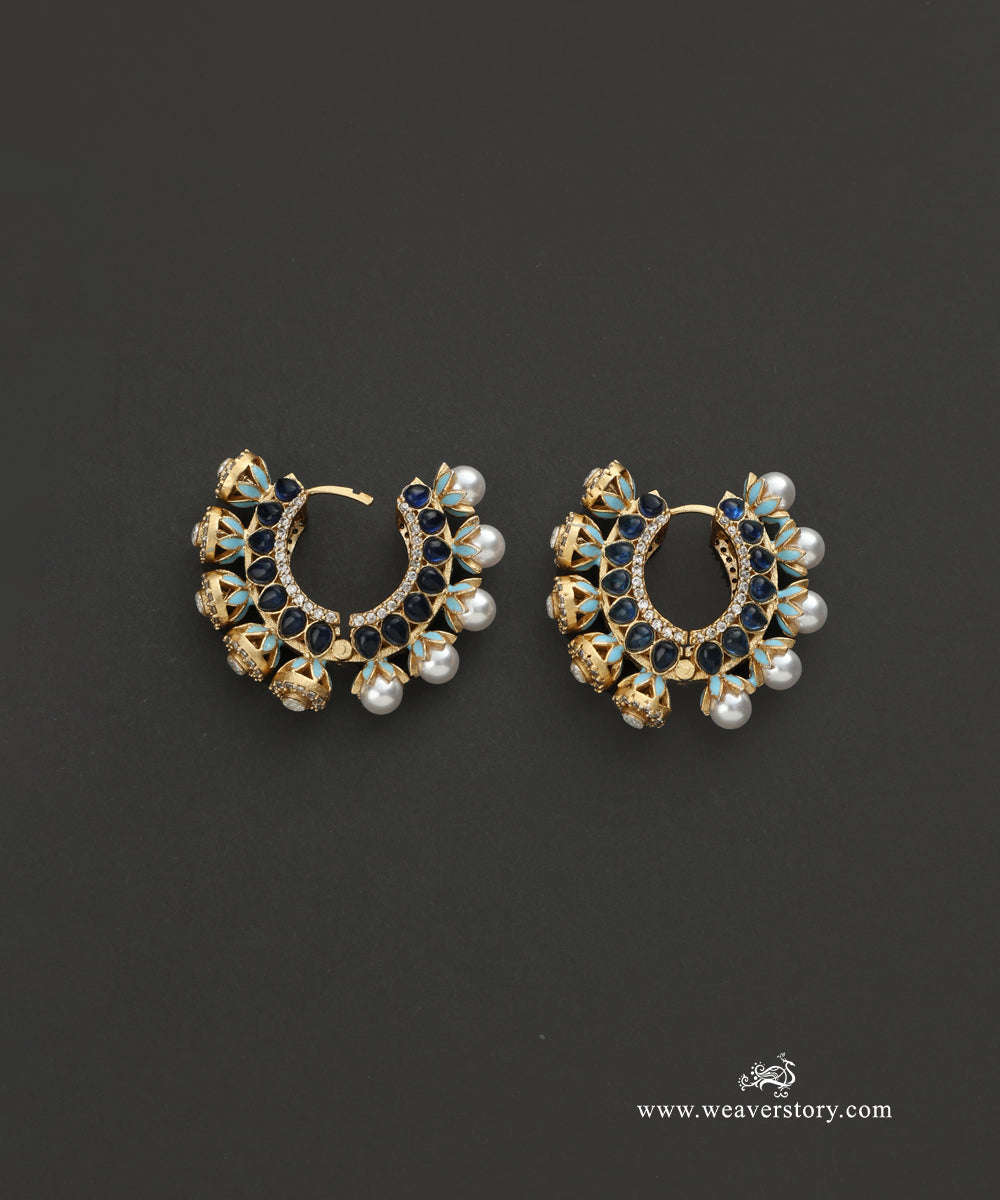 Divya_Handcrafted_Earrings_With_Semi_Precious_Stones_And_Pearls_WeaverStory_03