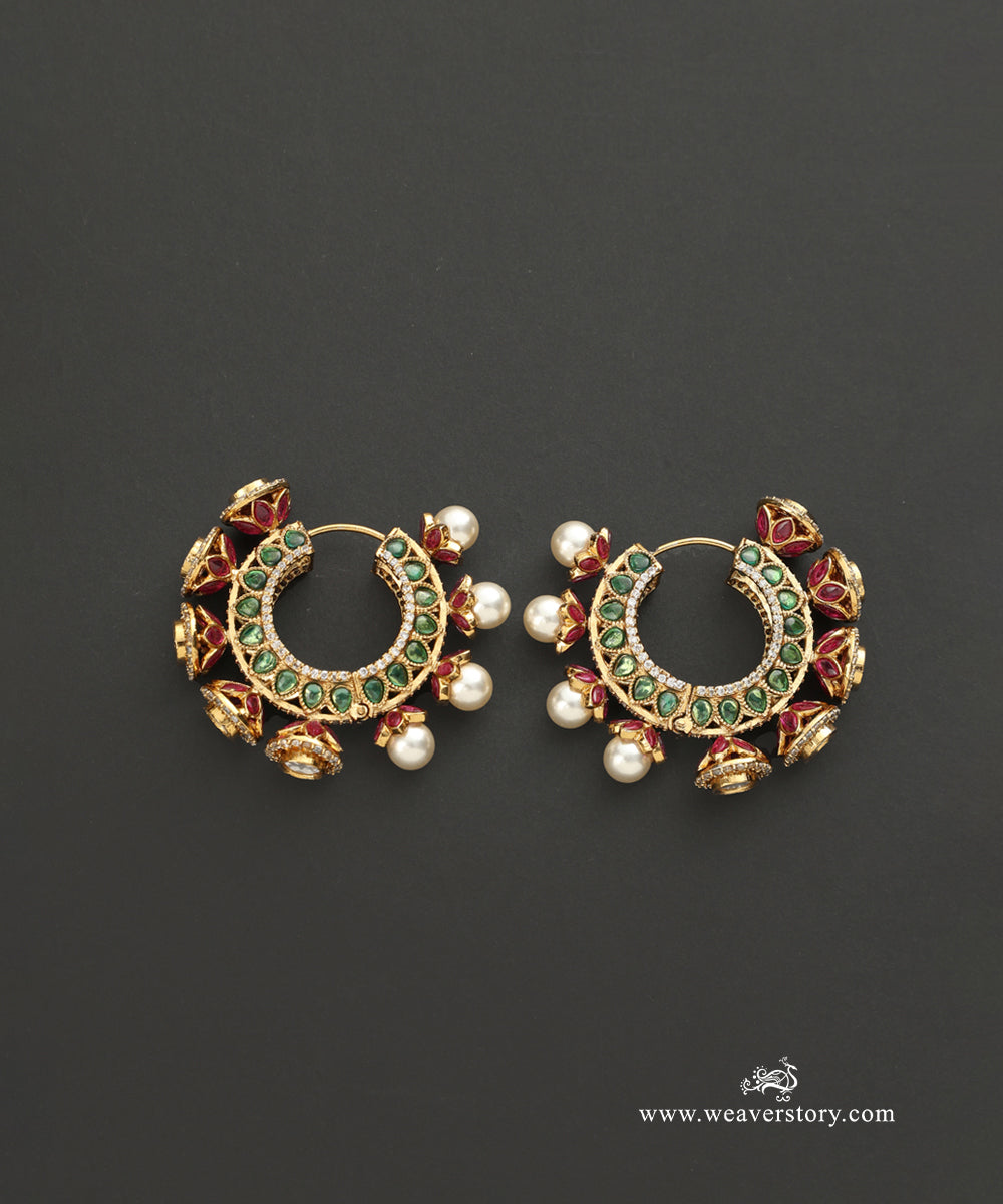 Chameli_Handcrafted_Earrings_With_Semi_Precious_Stones_And_Pearls_WeaverStory_02