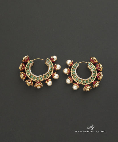 Chameli_Handcrafted_Earrings_With_Semi_Precious_Stones_And_Pearls_WeaverStory_03