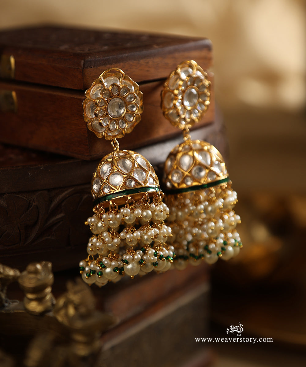 Edhitha_Handcrafted_Jhumka_With_Semi_Precious_Stones_WeaverStory_01