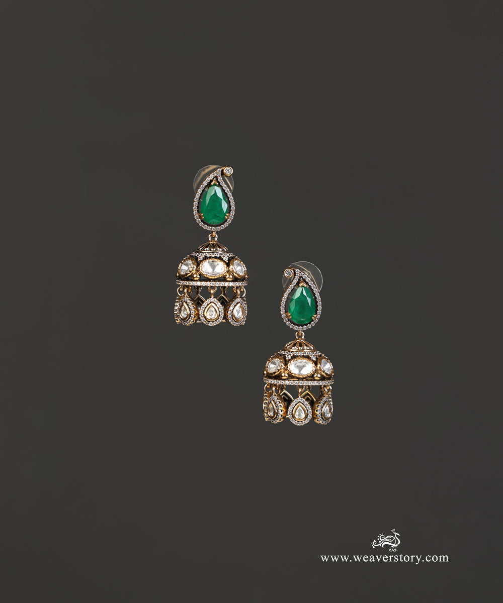 Bhavani_Handcrafted_Earrings_With_Green_Semi_Precious_Stones_WeaverStory_02