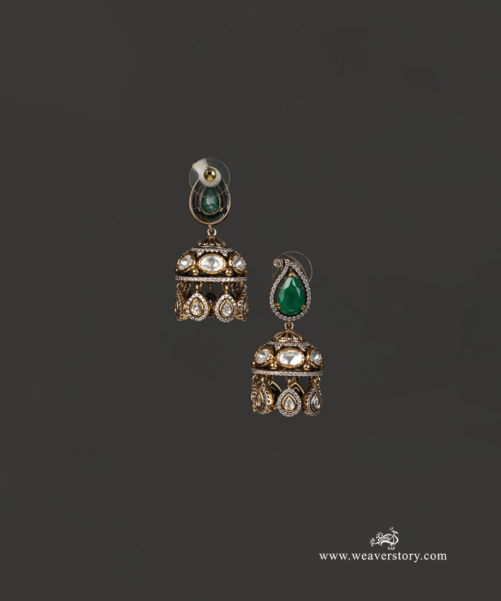 Bhavani_Handcrafted_Earrings_With_Green_Semi_Precious_Stones_WeaverStory_03