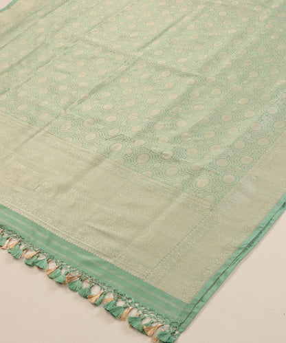 Mint Green Pure Katan Silk Handloom Banarasi Dupatta with Brocade Weave
