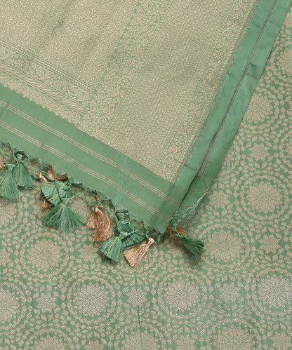Mint Green Pure Katan Silk Handloom Banarasi Dupatta with Brocade Weave