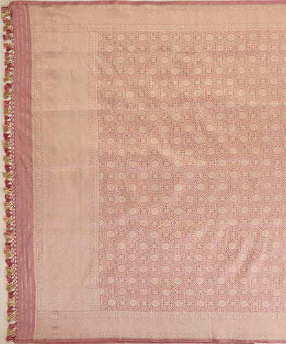 Blush Pink Pure Katan Silk Handloom Banarasi Dupatta with Brocade Weave
