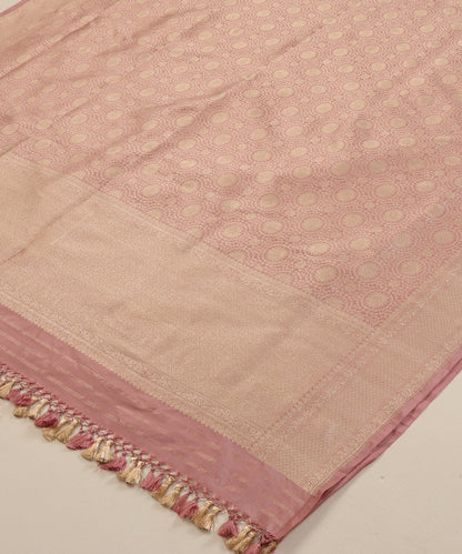 Blush Pink Pure Katan Silk Handloom Banarasi Dupatta with Brocade Weave