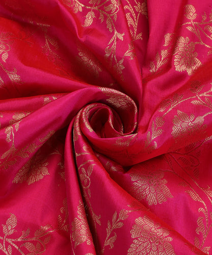 Hot Pink Handloom Pure Katan Silk Banarasi Dupatta With Kadhwa Jaal