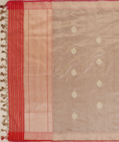Almond Color Handloom Pure Katan Silk Banarasi Dupatta With Kadhwa Boota With Pink Border