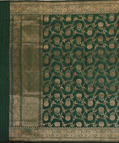 Emerald Green Handloom Pure Katan Silk Banarasi Dupatta With Kadhwa Jaal