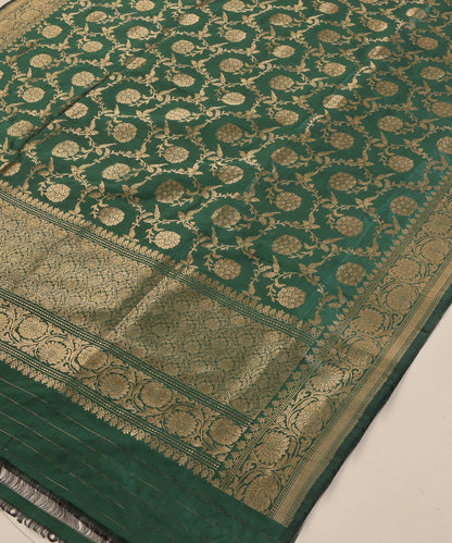 Emerald Green Handloom Pure Katan Silk Banarasi Dupatta With Kadhwa Jaal