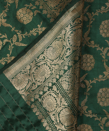 Emerald Green Handloom Pure Katan Silk Banarasi Dupatta With Kadhwa Jaal
