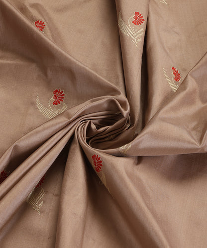 Almond Handloom Pure Katan Silk Banarasi Dupatta With Kadhwa Meenakari Boota and Pink Border