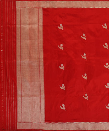 Red Handloom Pure Katan Silk Banarasi Dupatta With Kadhwa Meenakari Boota