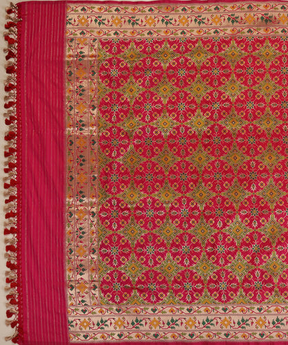 Rani Pink Pure Katan Silk Handloom Banarasi Patola Dupatta with Meenakari