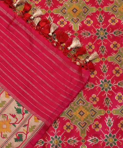 Rani Pink Pure Katan Silk Handloom Banarasi Patola Dupatta with Meenakari