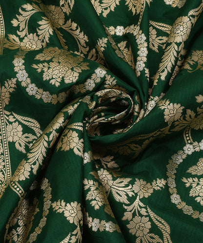 Bottle_Green_Handloom_Pure_Katan_Silk_Cutwork_Banarasi_Dupatta_With_Gold_And_Silver_Jaal_WeaverStory_05