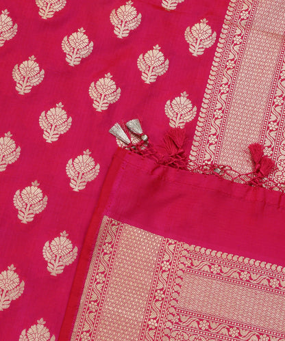 Handloom_Hot_Pink_Pure_Katan_Silk_Cutwork_Banarasi_Dupatta_With_Boota_WeaverStory_04