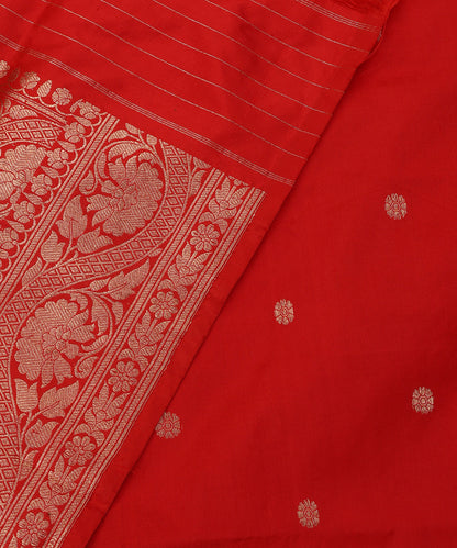 Red_Handloom_Pure_Katan_Silk_Banarasi_Dupatta_With_Konia_And_Booti_WeaverStory_04