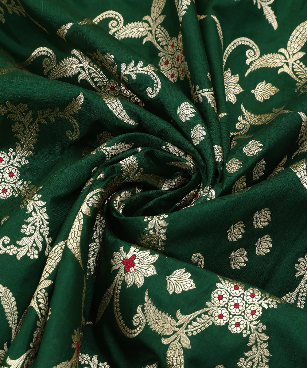 Handloom_Dark_Green_Pure_Katan_Silk_Cutwork_Banarasi_Dupatta_With_Meenakar_Jaal_WeaverStory_05