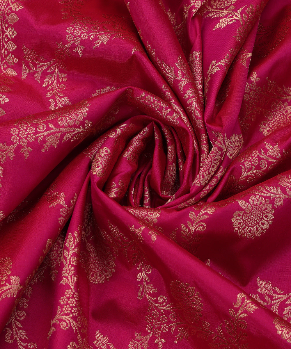 Handloom_Pink_Pure_Katan_Silk_Banarasi_Dupatta_With_Floral_Jaal_WeaverStory_05