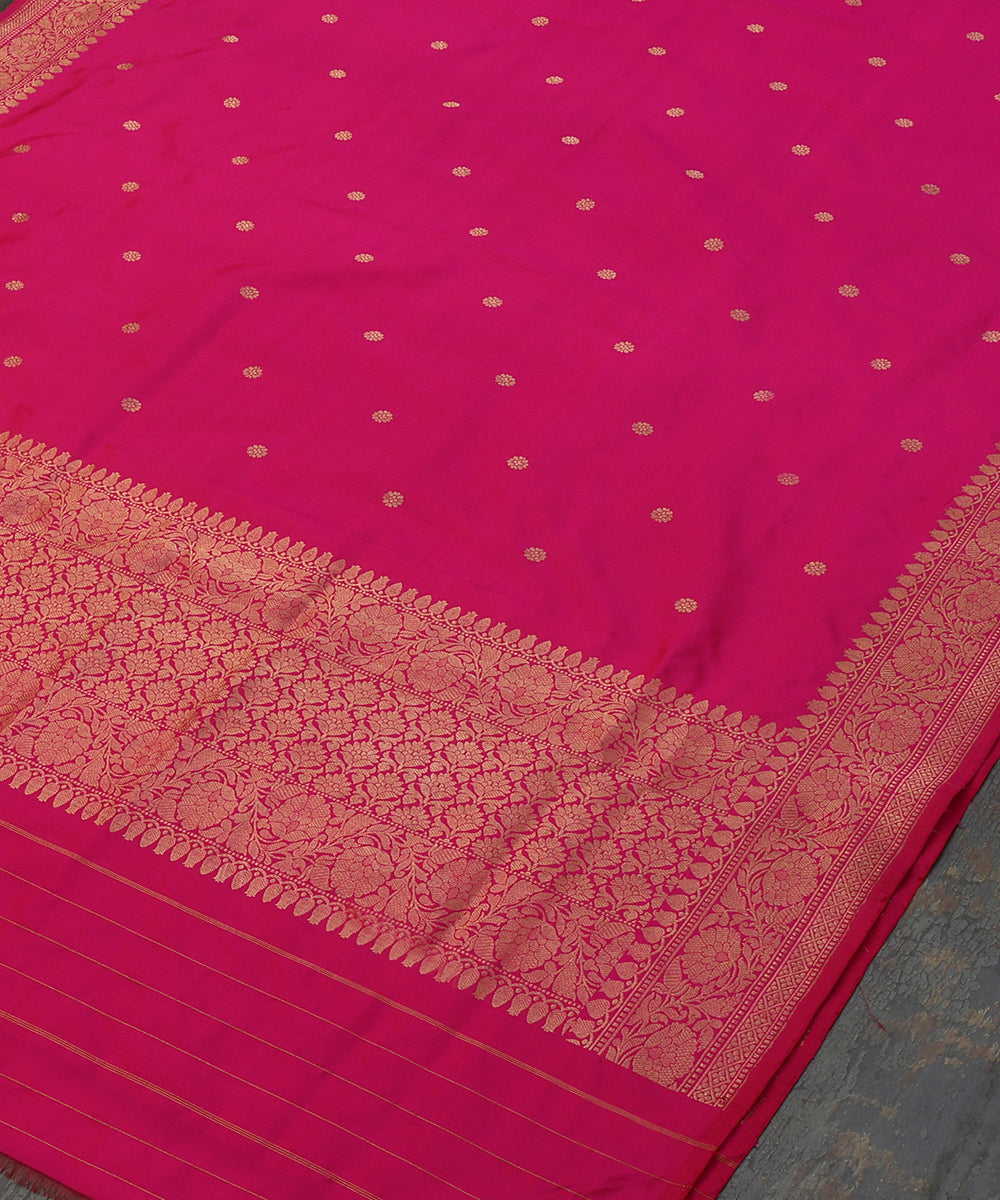 Handloom_Pink_Pure_Katan_Silk_Dupatta_With_Kadhwa_Boota_WeaverStory_03