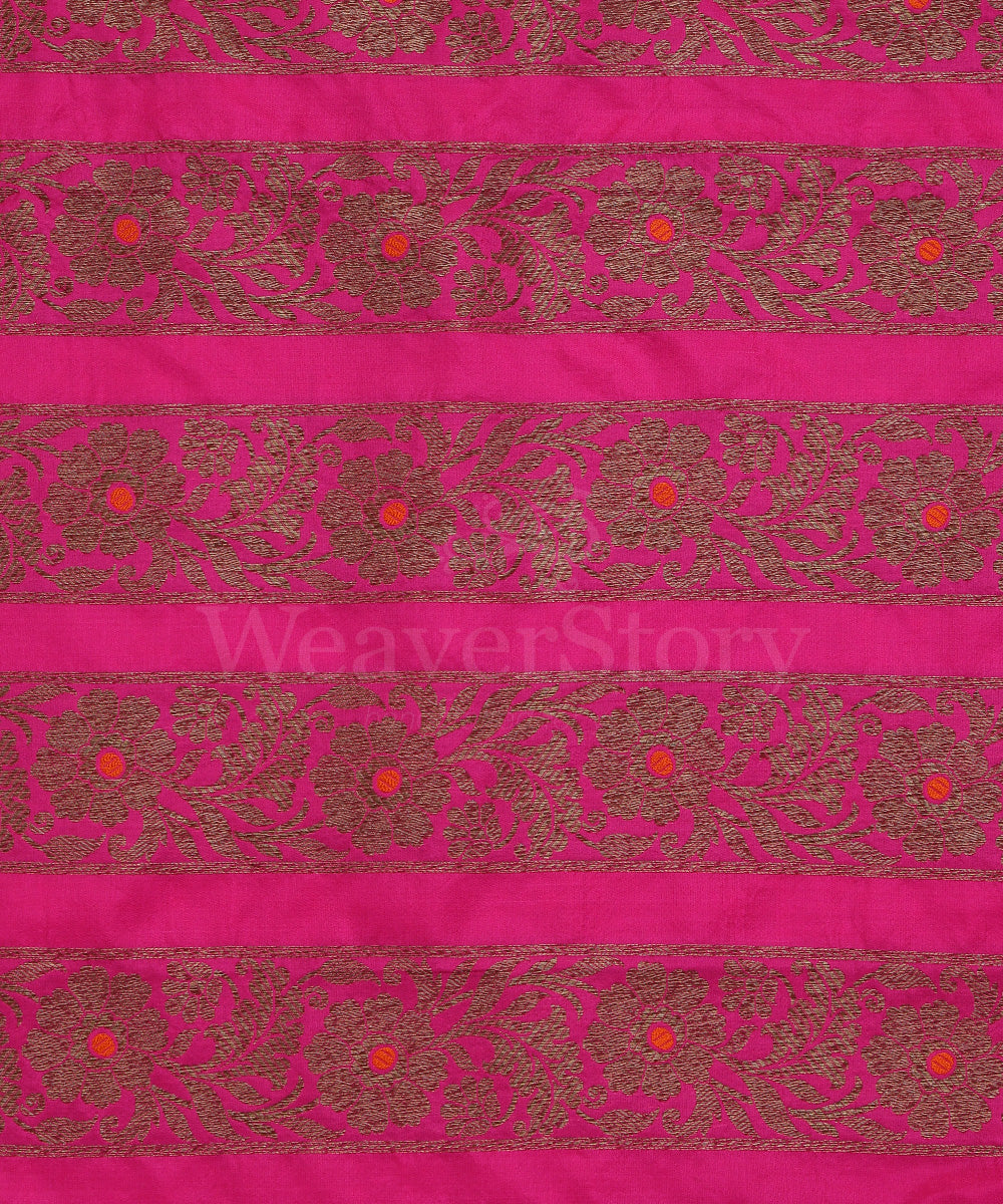 Hot_Pink_Handloom_Pure_Katan_Silk_Antique_Zari_Banarasi_Lehenga_With_Orange_Meena_WeaverStory_06