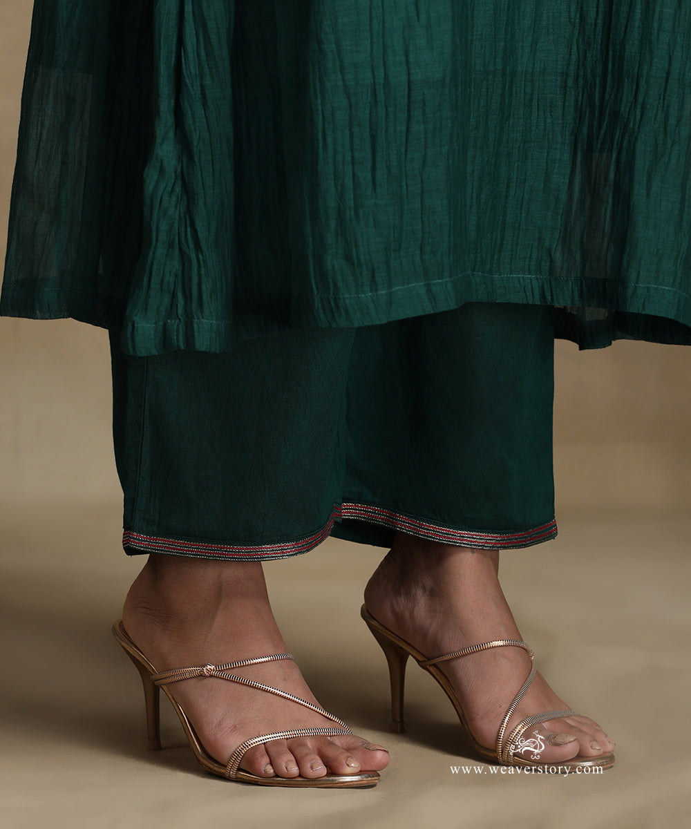 Teal_Hand_Embroidered_Pure_Chanderi_Kurta_With_Pants_And_Dupatta_WeaverStory_05