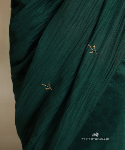 Teal_Hand_Embroidered_Pure_Chanderi_Saree_With_Stitched_Blouse_WeaverStory_05