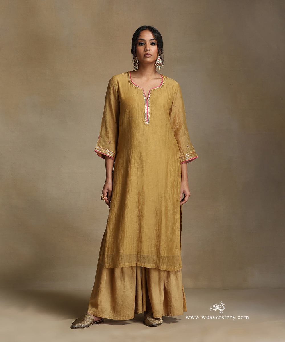 Yellow_Hand_Embroidered_Pure_Chanderi_Kurta_With_Sharara_And_Dupatta_WeaverStory_03