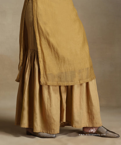 Yellow_Hand_Embroidered_Pure_Chanderi_Kurta_With_Sharara_And_Dupatta_WeaverStory_05