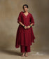 Red_Hand_Embroidered_Pure_Chandri_Kurta_With_Pants_And_Dupatta_WeaverStory_02