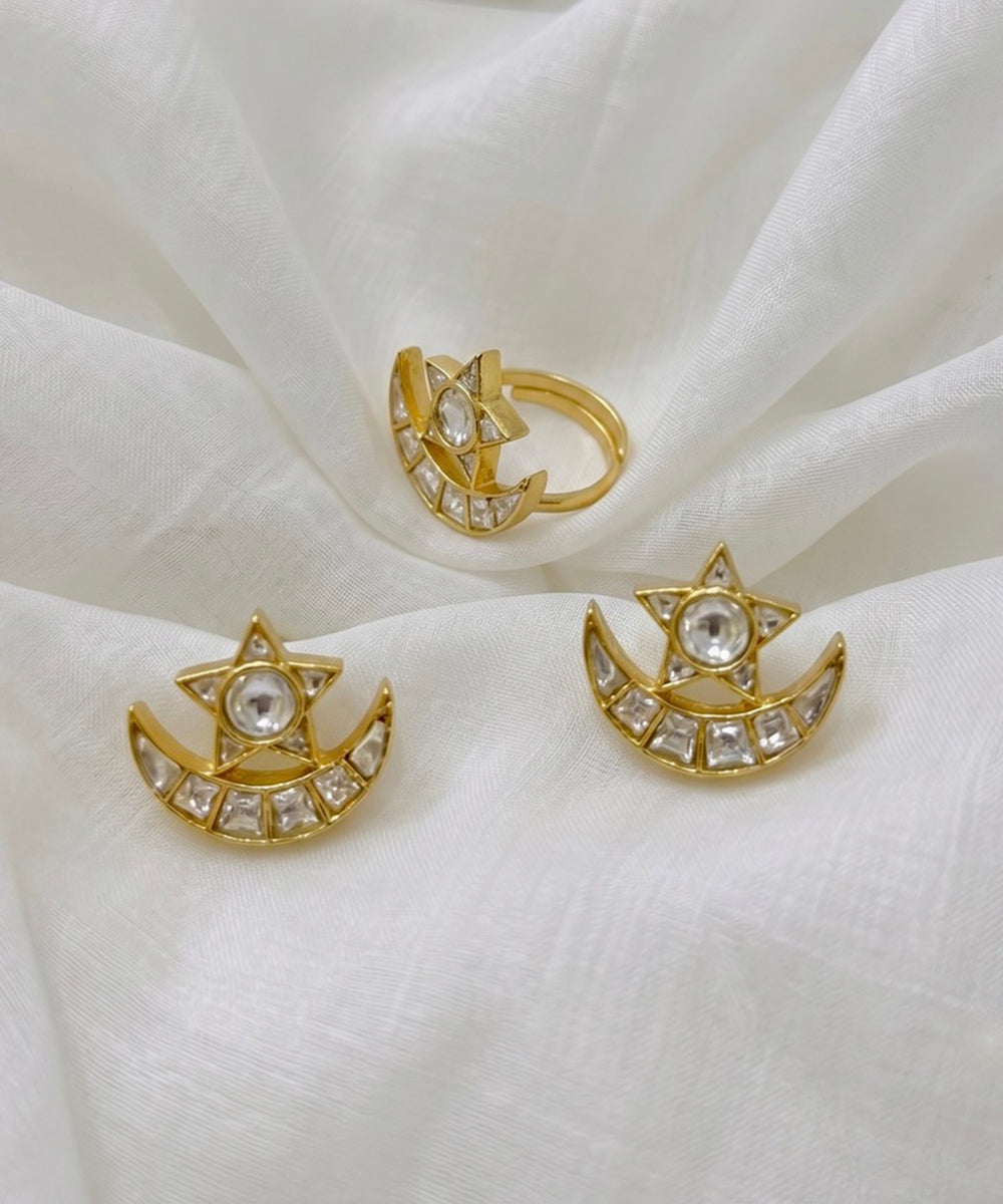 Celeste Moon &amp; Star Ring and Earring Set