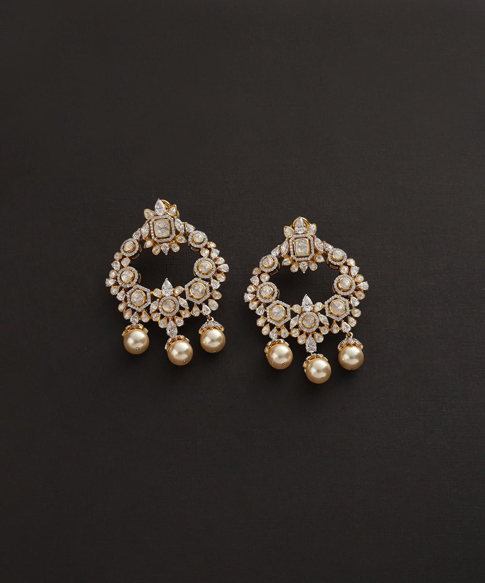 Anisha_Handcrafted_Pure_Silver_Moissanite_Polki_Earrings_With_Pearls_WeaverStory_02