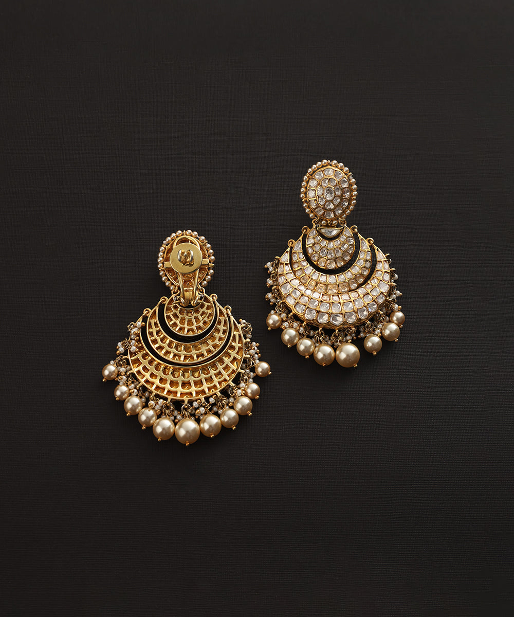 Ishani_Handcrafted_Pure_Silver_Moissanite_Polki_Chandbali_With_Pearls_WeaverStory_03