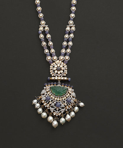 Sanjana_Handcrafted_Pure_Silver_Necklace_With_Emeralds_And_Pearls_WeaverStory_03