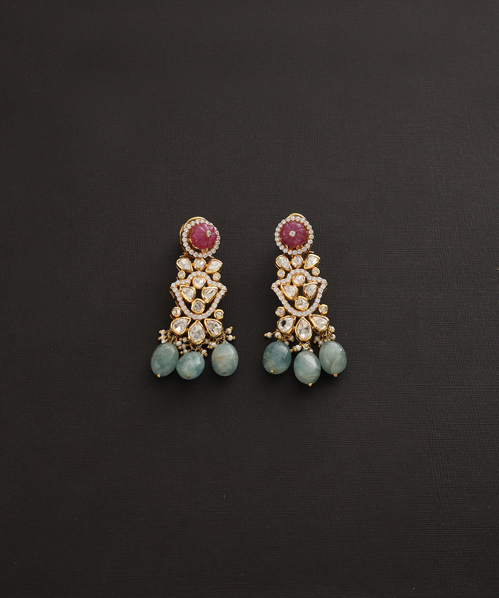 Nikhil_Handcrafted_Pure_Silver_Ruby_Earrings_With_Moissanite_Polki_And_Emeralds_WeaverStory_02