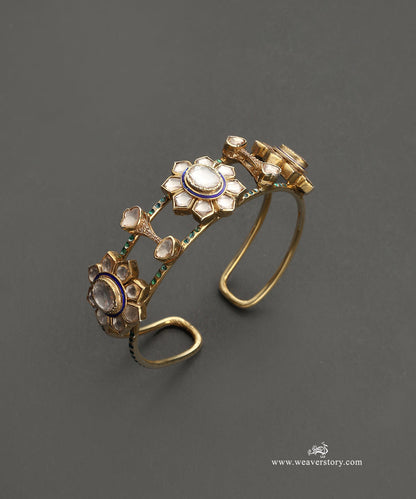 Amani_Handcrafted_Silver_Openable_Cuff_Bangle_With_Meenakari_Jadau_Work_WeaverStory_02