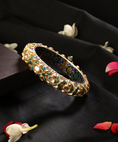 Gulbahaar_Gold_Plated_Pure_Silver_Polki_Meenakari_Kada_WeaverStory_01