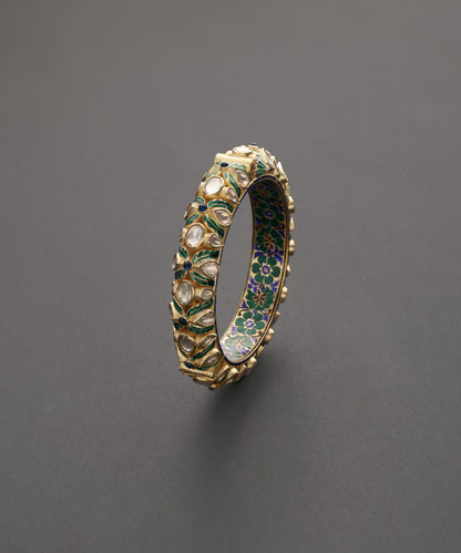 Gulbahaar_Gold_Plated_Pure_Silver_Polki_Meenakari_Kada_WeaverStory_02