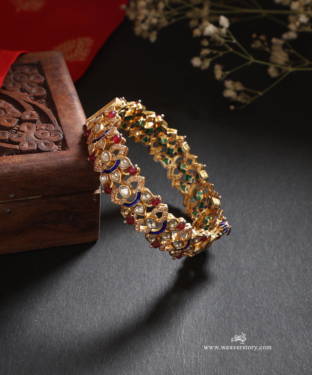 Delara_Handcrafted_Silver_Openable_Bangles_With_Meenakari_Jadau_Work_WeaverStory_01
