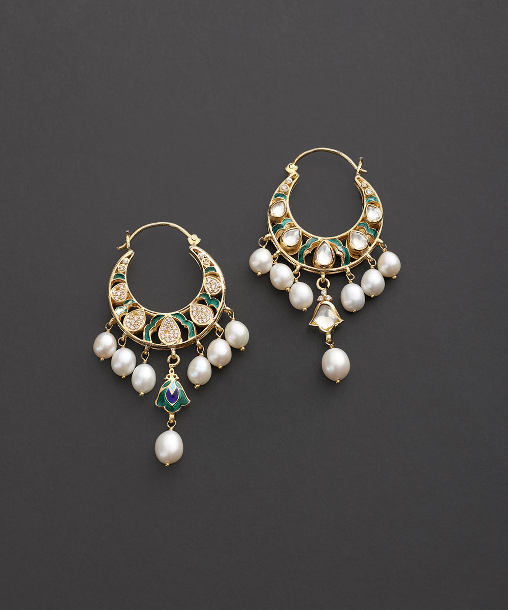 Mrinalini_Green_Meenakari_Kundan_Pearl_Chandbali_Earrings_WeaverStory_03
